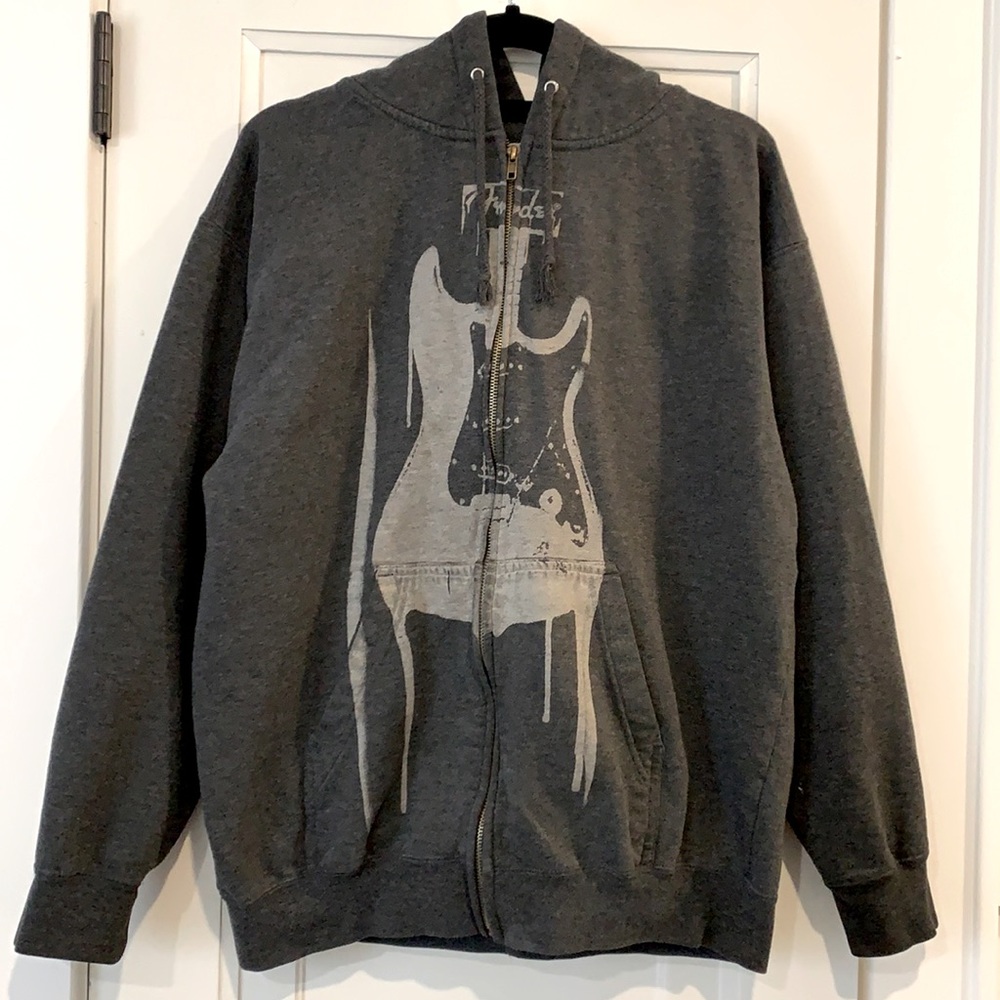 Fender Zip Up Hoodie with Guitar Print
